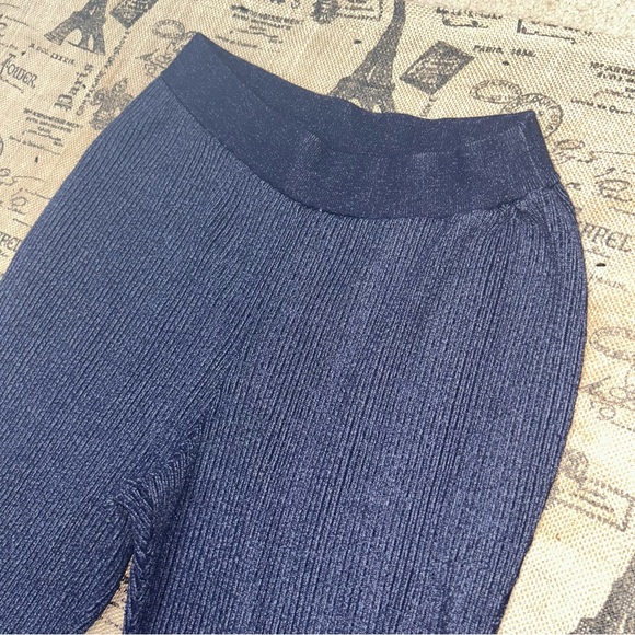 Anthropologie Pilcro Indigo Blue Sweater Ribbed Flare Sweatpants Size L - Picture 6 of 16
